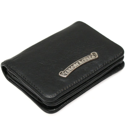 CHROME HEARTS Black Leather 3-Pocket Card Case Size ONE SIZE