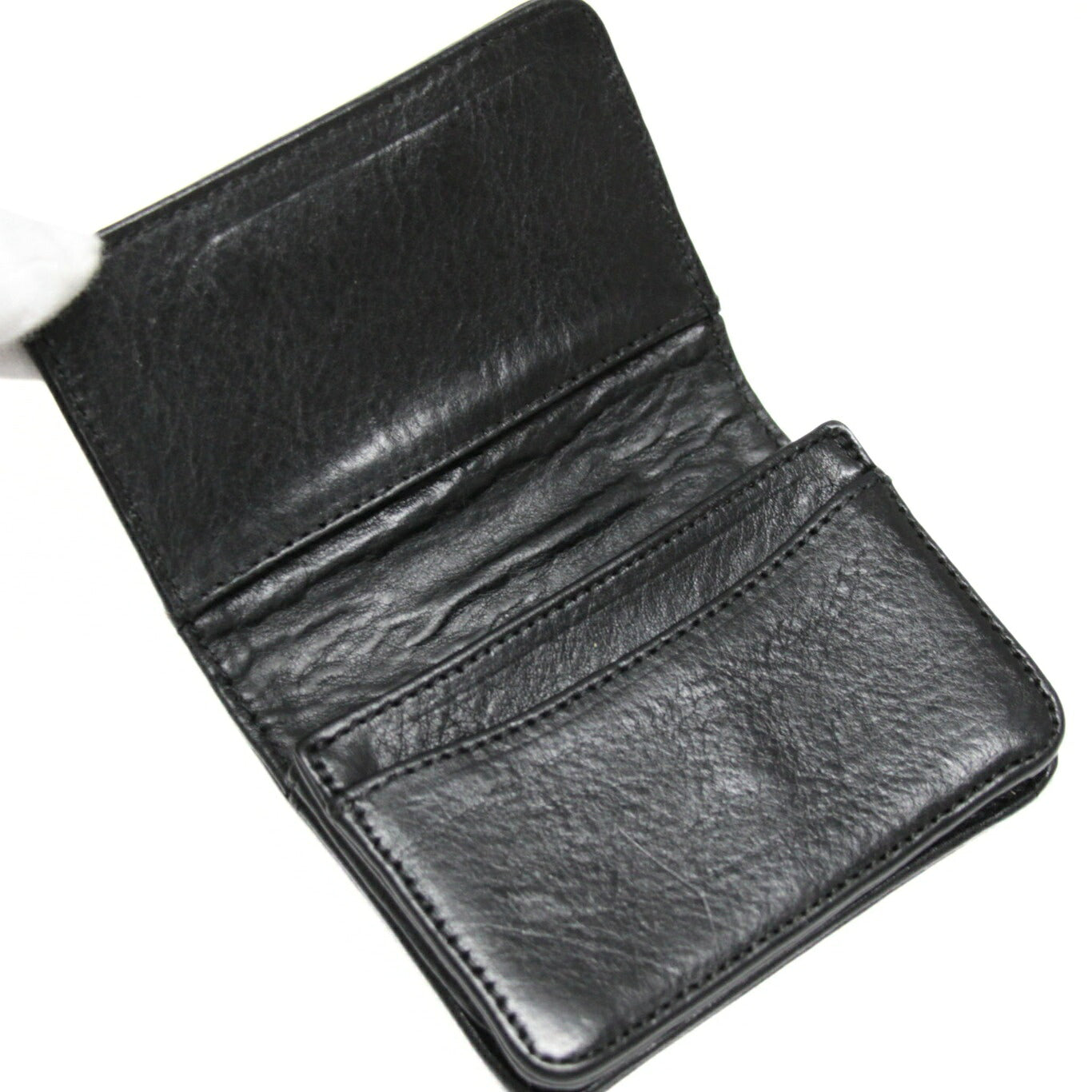 CHROME HEARTS Black Leather 3-Pocket Card Case Size ONE SIZE