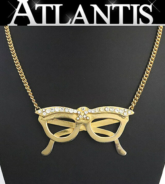 Dior Vintage Glasses Motif Rhinestone Necklace Size ONE SIZE