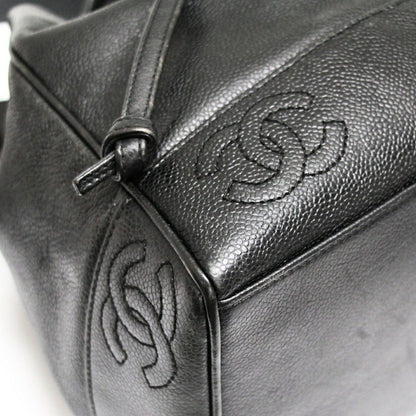 CHANEL Coco Mark Drawstring Caviar Bag Black Size ONE SIZE
