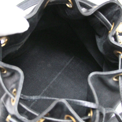 CHANEL Coco Mark Drawstring Caviar Bag Black Size ONE SIZE