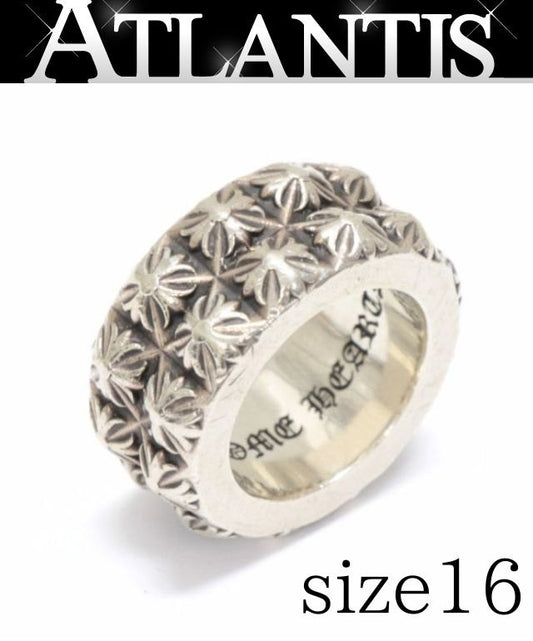 CHROME HEARTS Beat Punk 2-Row Silver Ring Size ONE SIZE