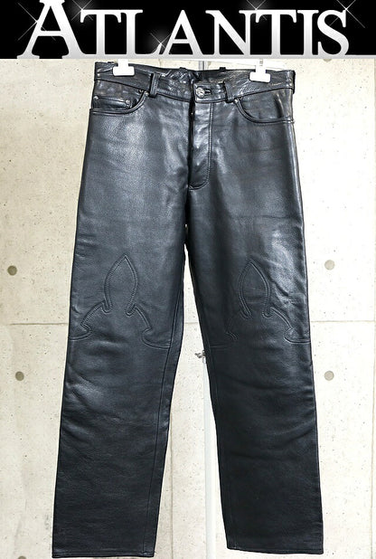 CHROME HEARTS Old Flare Knee 5-Pocket Leather Pants Size 32