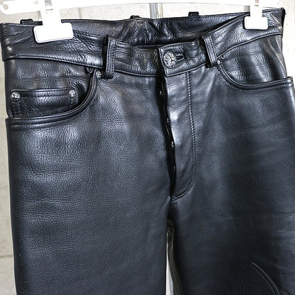 CHROME HEARTS Old Flare Knee 5-Pocket Leather Pants Size 32