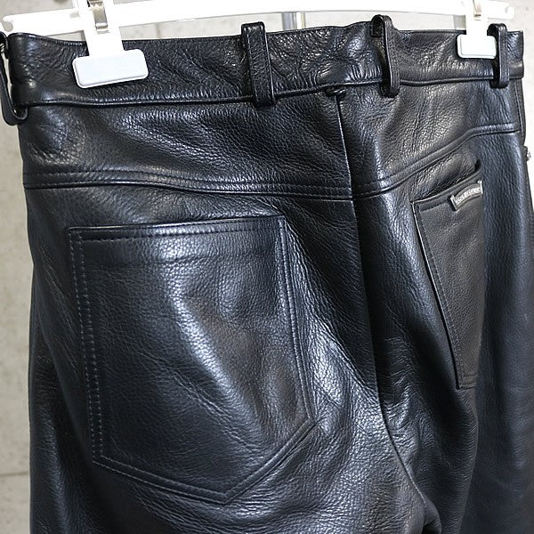 CHROME HEARTS Old Flare Knee 5-Pocket Leather Pants Size 32