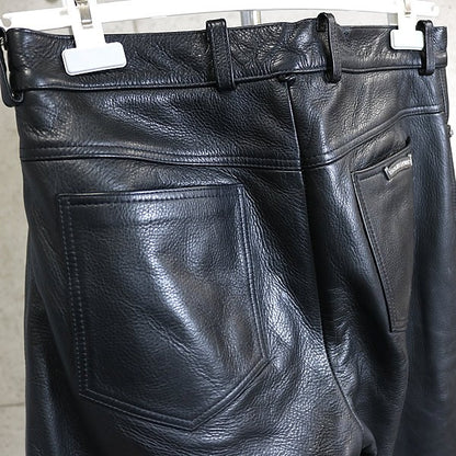 CHROME HEARTS Old Flare Knee 5-Pocket Leather Pants Size 32