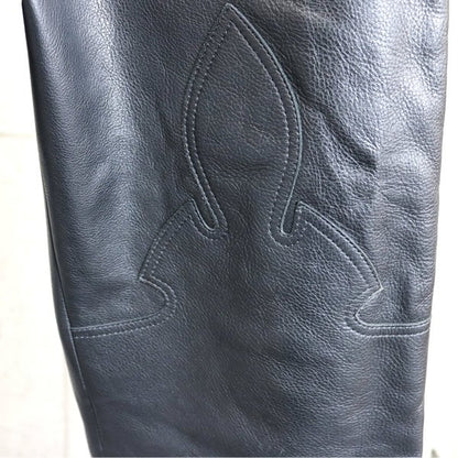 CHROME HEARTS Old Flare Knee 5-Pocket Leather Pants Size 32