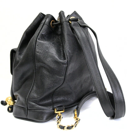 CHANEL Vintage Drawstring Backpack Black Size ONE SIZE