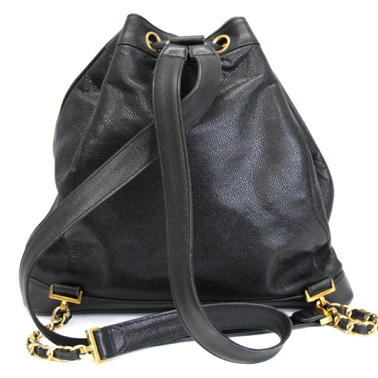 CHANEL Vintage Drawstring Backpack Black Size ONE SIZE