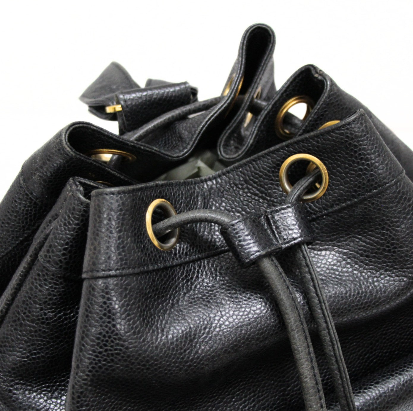 CHANEL Vintage Drawstring Backpack Black Size ONE SIZE