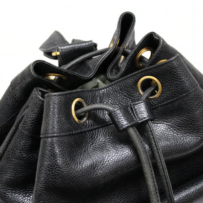 CHANEL Vintage Drawstring Backpack Black Size ONE SIZE