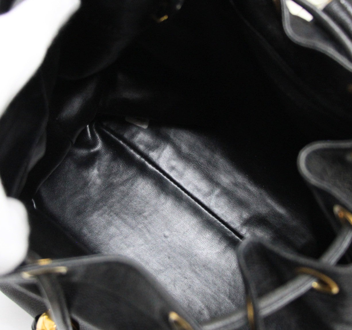 CHANEL Vintage Drawstring Backpack Black Size ONE SIZE