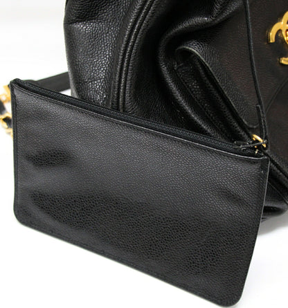 CHANEL Vintage Drawstring Backpack Black Size ONE SIZE