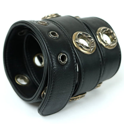 CHROME HEARTS Large Grommet Leather Belt Size 38