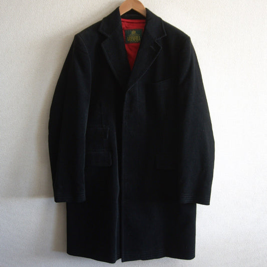 Grenfell Corduroy Chester Coat Black Size 40