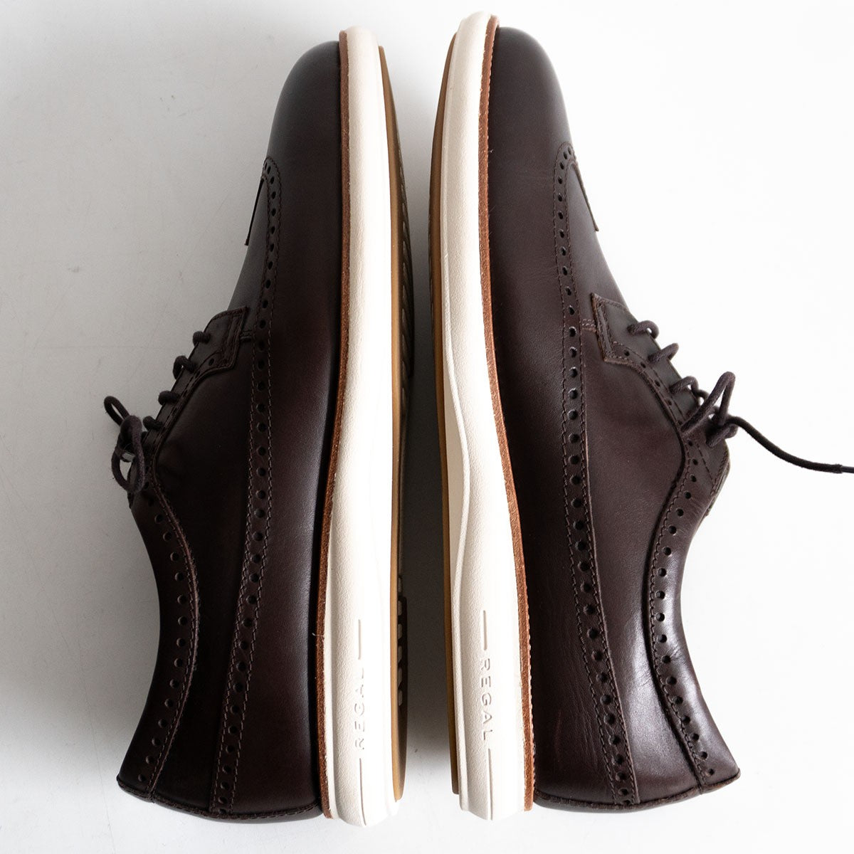 REGAL Brown Wingtip Leather Shoes Sneaker Sole Size 8