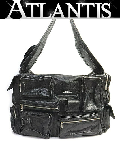 BALENCIAGA Superbusy Large Lambskin Bag Black Size ONE SIZE
