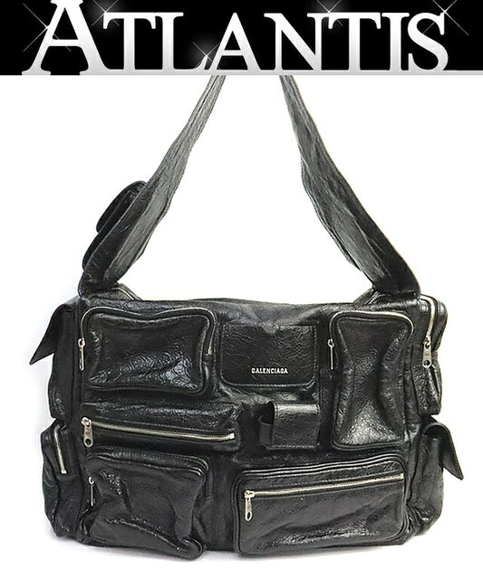 BALENCIAGA Superbusy Large Lambskin Bag Black Size ONE SIZE