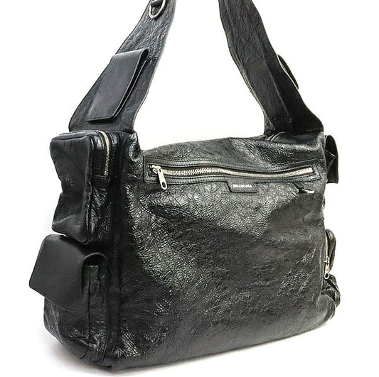 BALENCIAGA Superbusy Large Lambskin Bag Black Size ONE SIZE