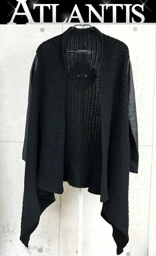 CHROME HEARTS CH+ Patch Leather Panel Cashmere Long Size S