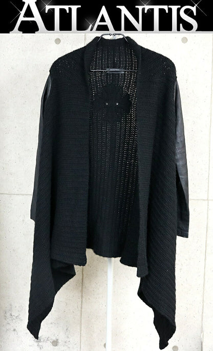 CHROME HEARTS CH+ Patch Leather Panel Cashmere Long Size S