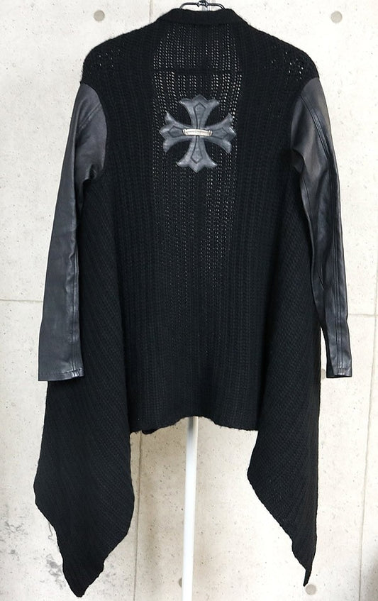 CHROME HEARTS CH+ Patch Leather Panel Cashmere Long Size S