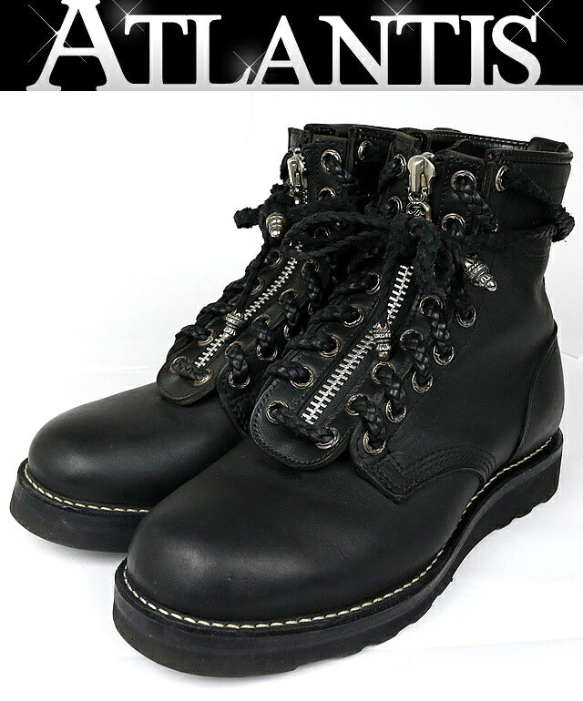 CHROME HEARTS x WESCO Dagger Zip Leather Boots SV925 Size 8