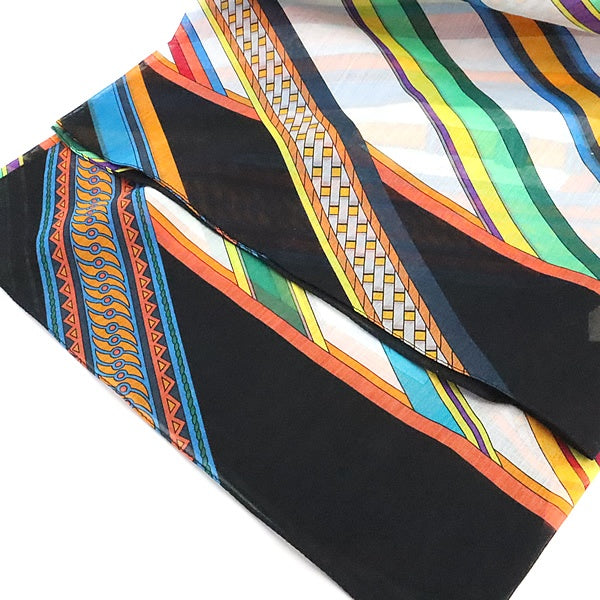 HERMES Cotton Multi Stripe Multi-Color Scarf Size ONE SIZE