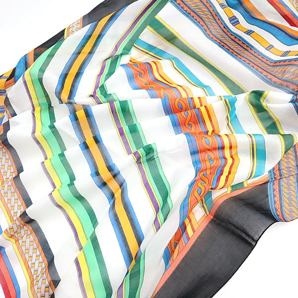 HERMES Cotton Multi Stripe Multi-Color Scarf Size ONE SIZE