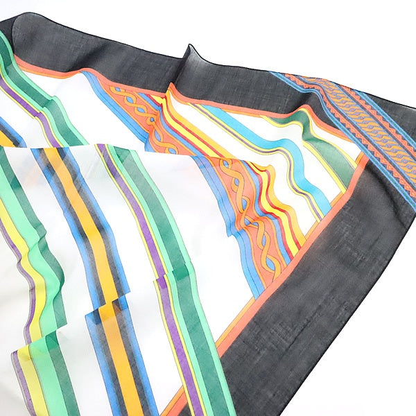 HERMES Cotton Multi Stripe Multi-Color Scarf Size ONE SIZE