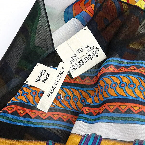 HERMES Cotton Multi Stripe Multi-Color Scarf Size ONE SIZE
