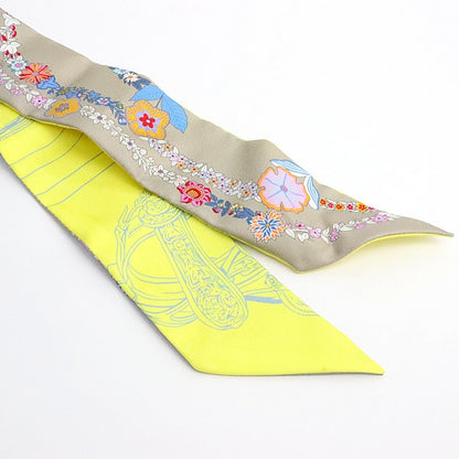 HERMES "Brides de Gala en Fleurs" Beige Yellow Scarf Size ONE SIZE