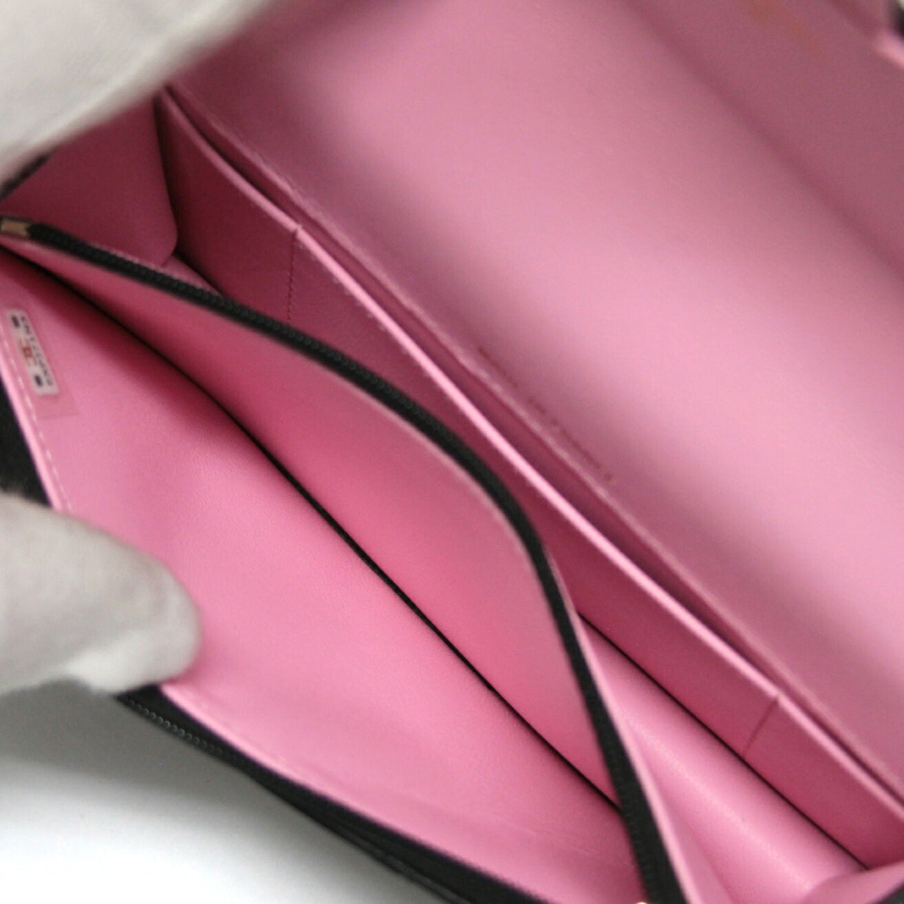 CHANEL Matelasse Top Handle Chain Black Pink Wallet Size ONE SIZE
