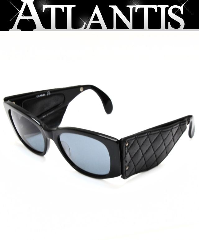 CHANEL Vintage Matelasse Sunglasses Black Size ONE SIZE