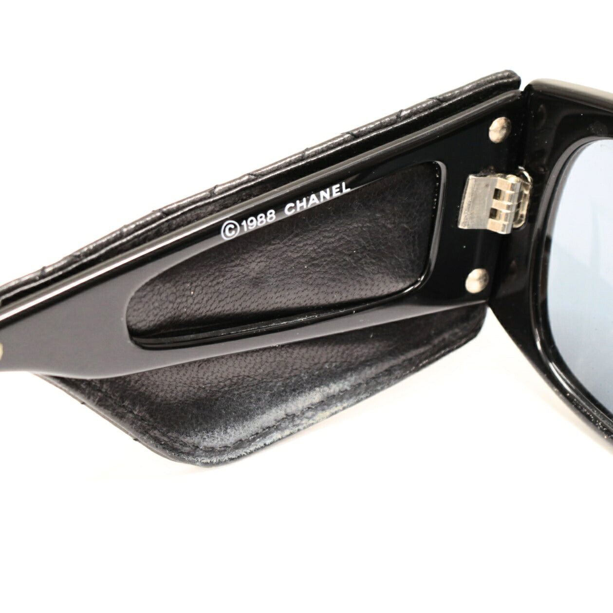 CHANEL Vintage Matelasse Sunglasses Black Size ONE SIZE