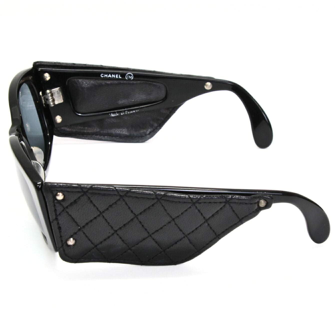 CHANEL Vintage Matelasse Sunglasses Black Size ONE SIZE