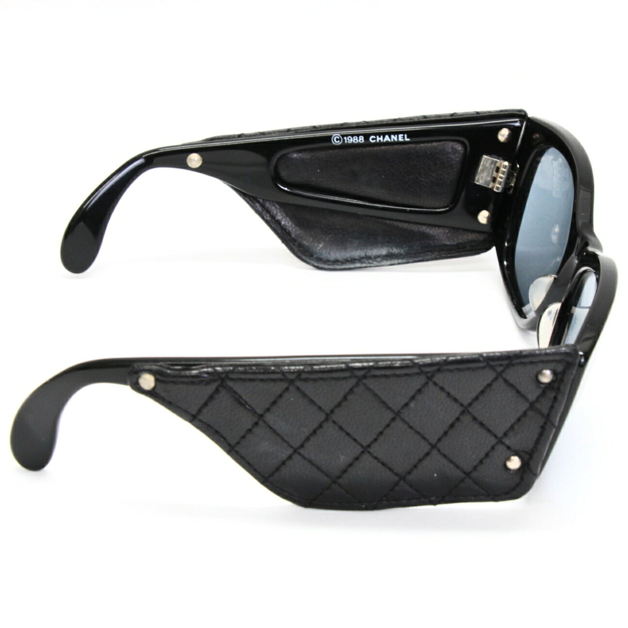 CHANEL Vintage Matelasse Sunglasses Black Size ONE SIZE