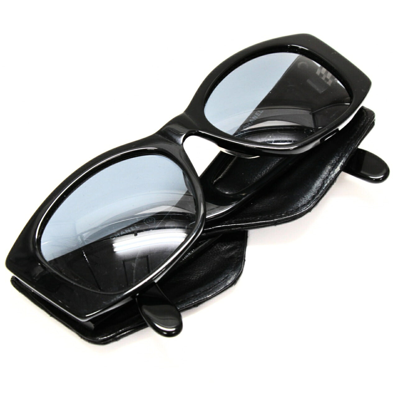 CHANEL Vintage Matelasse Sunglasses Black Size ONE SIZE