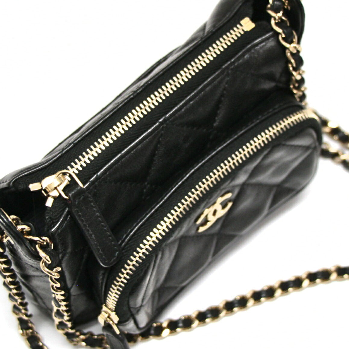 CHANEL Matelasse Small Chain Bag Black Size ONE SIZE