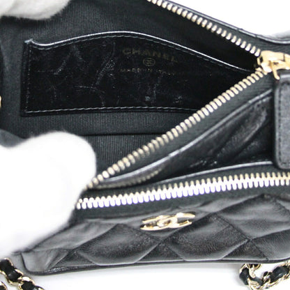 CHANEL Matelasse Small Chain Bag Black Size ONE SIZE