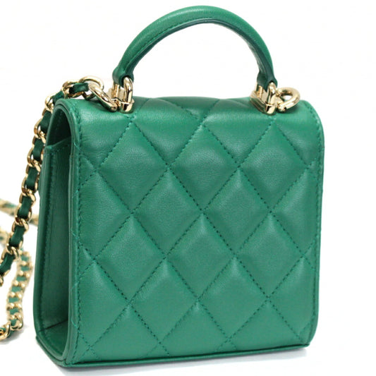 CHANEL Matelasse Mini Top Handle Green Bag Size ONE SIZE