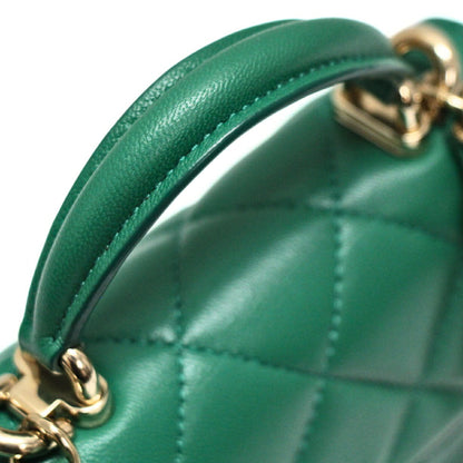 CHANEL Matelasse Mini Top Handle Green Bag Size ONE SIZE
