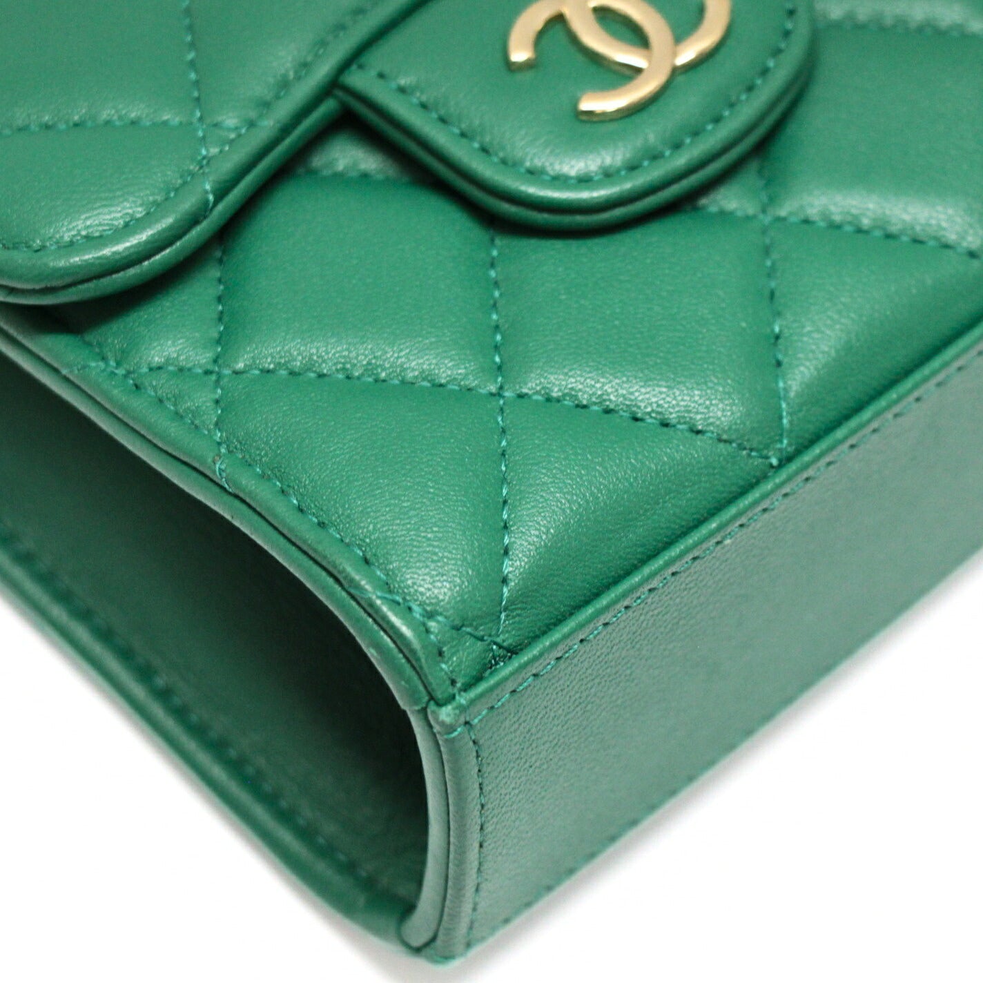 CHANEL Matelasse Mini Top Handle Green Bag Size ONE SIZE