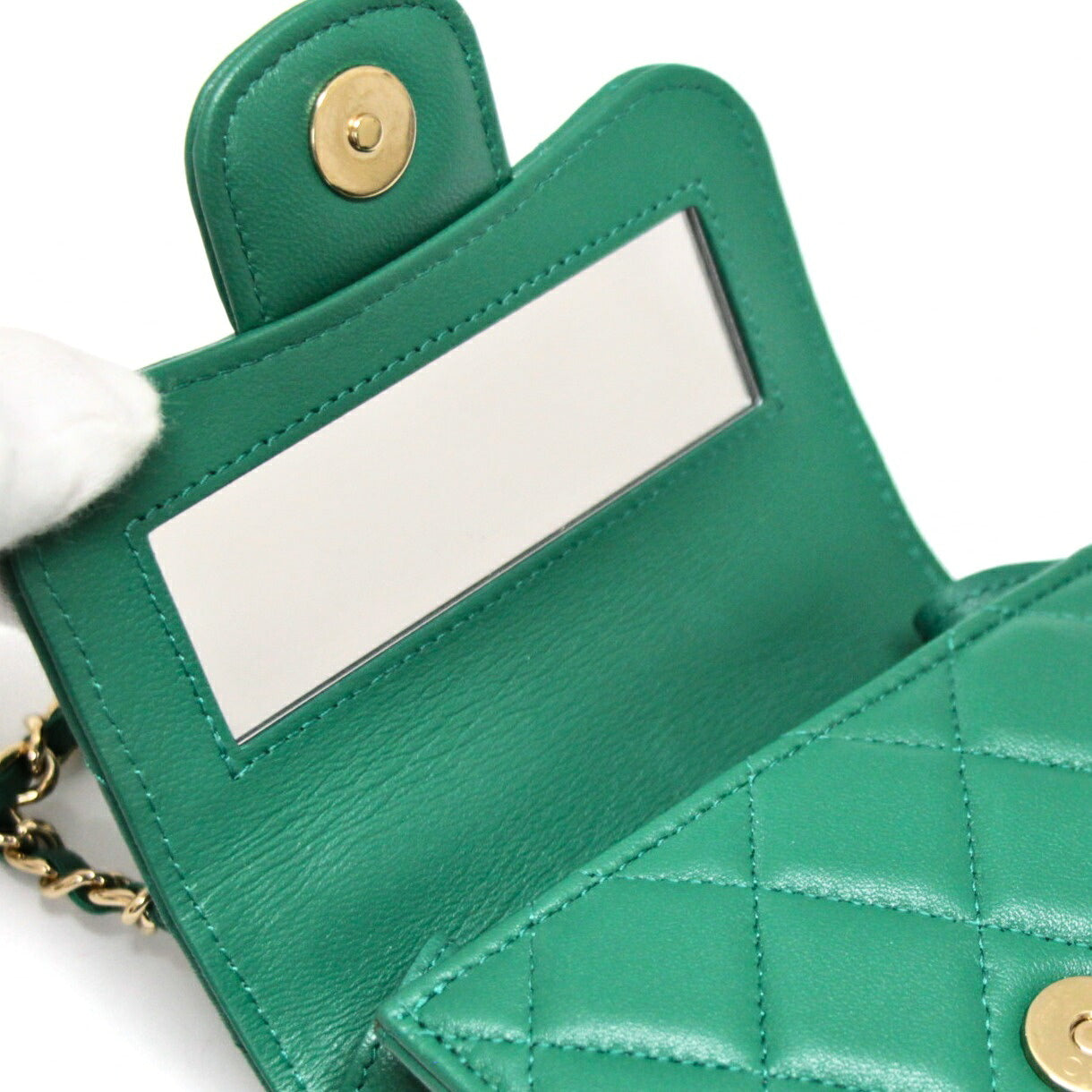 CHANEL Matelasse Mini Top Handle Green Bag Size ONE SIZE
