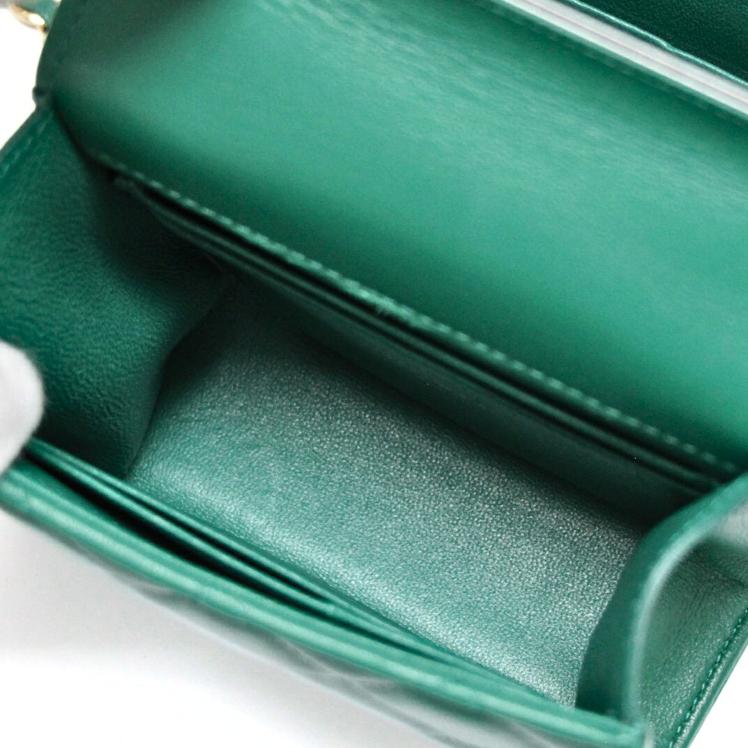 CHANEL Matelasse Mini Top Handle Green Bag Size ONE SIZE