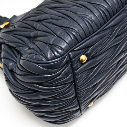miumiu Matelasse 2-Way Leather Handbag Navy Size ONE SIZE