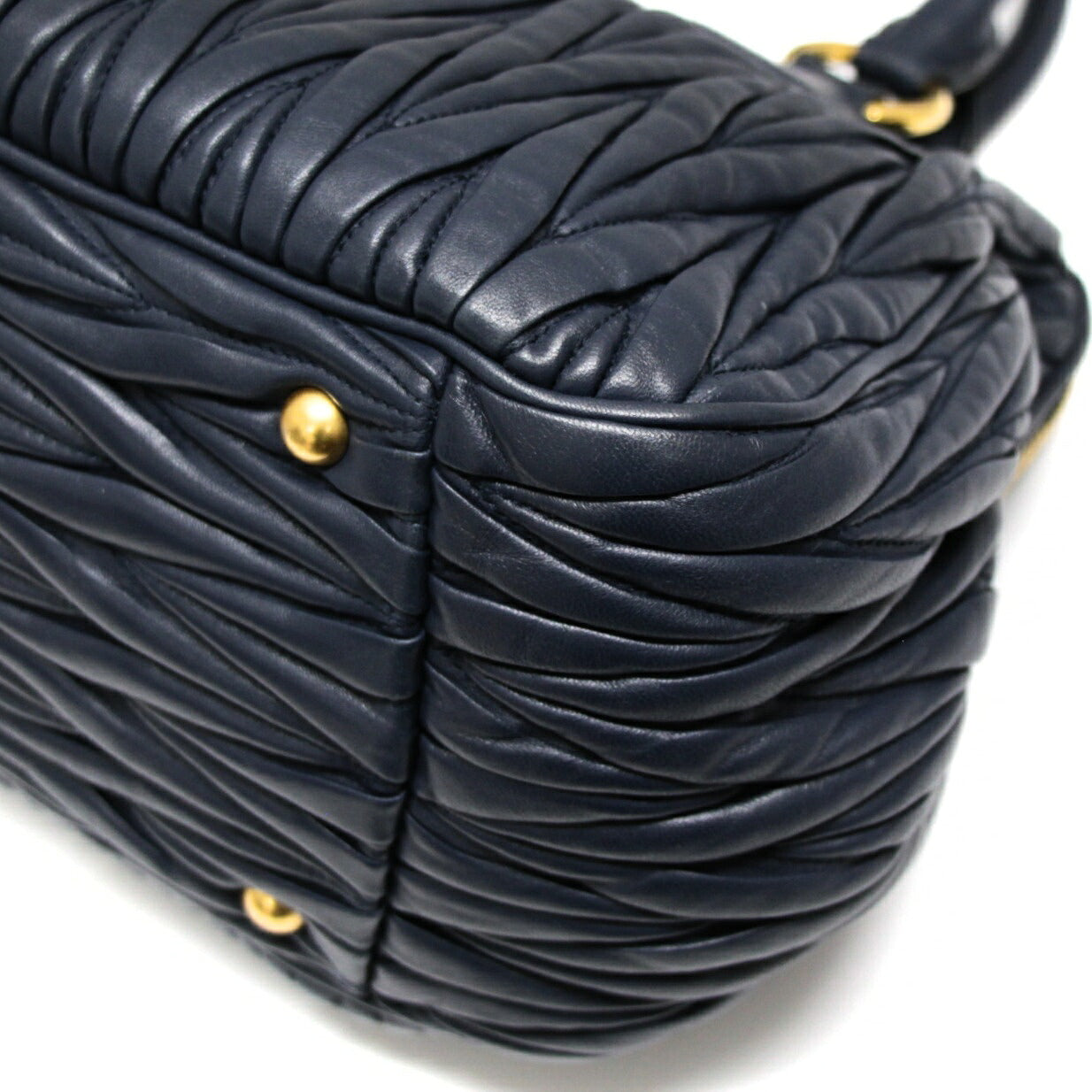miumiu Matelasse 2-Way Leather Handbag Navy Size ONE SIZE