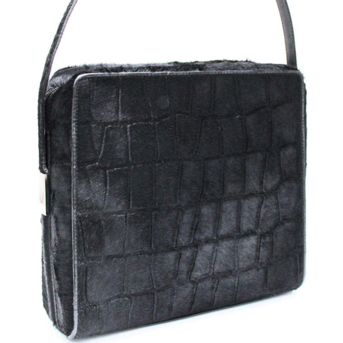GUCCI Vintage Square Calf Hair Bag Black Size ONE SIZE