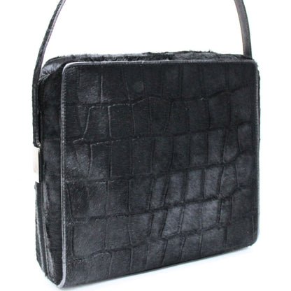 GUCCI Vintage Square Calf Hair Bag Black Size ONE SIZE
