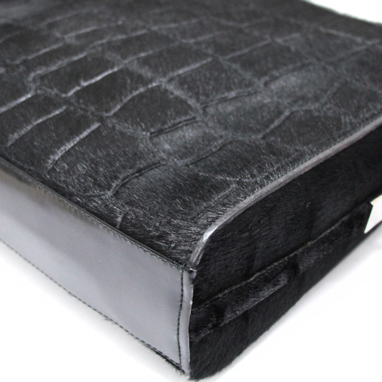 GUCCI Vintage Square Calf Hair Bag Black Size ONE SIZE